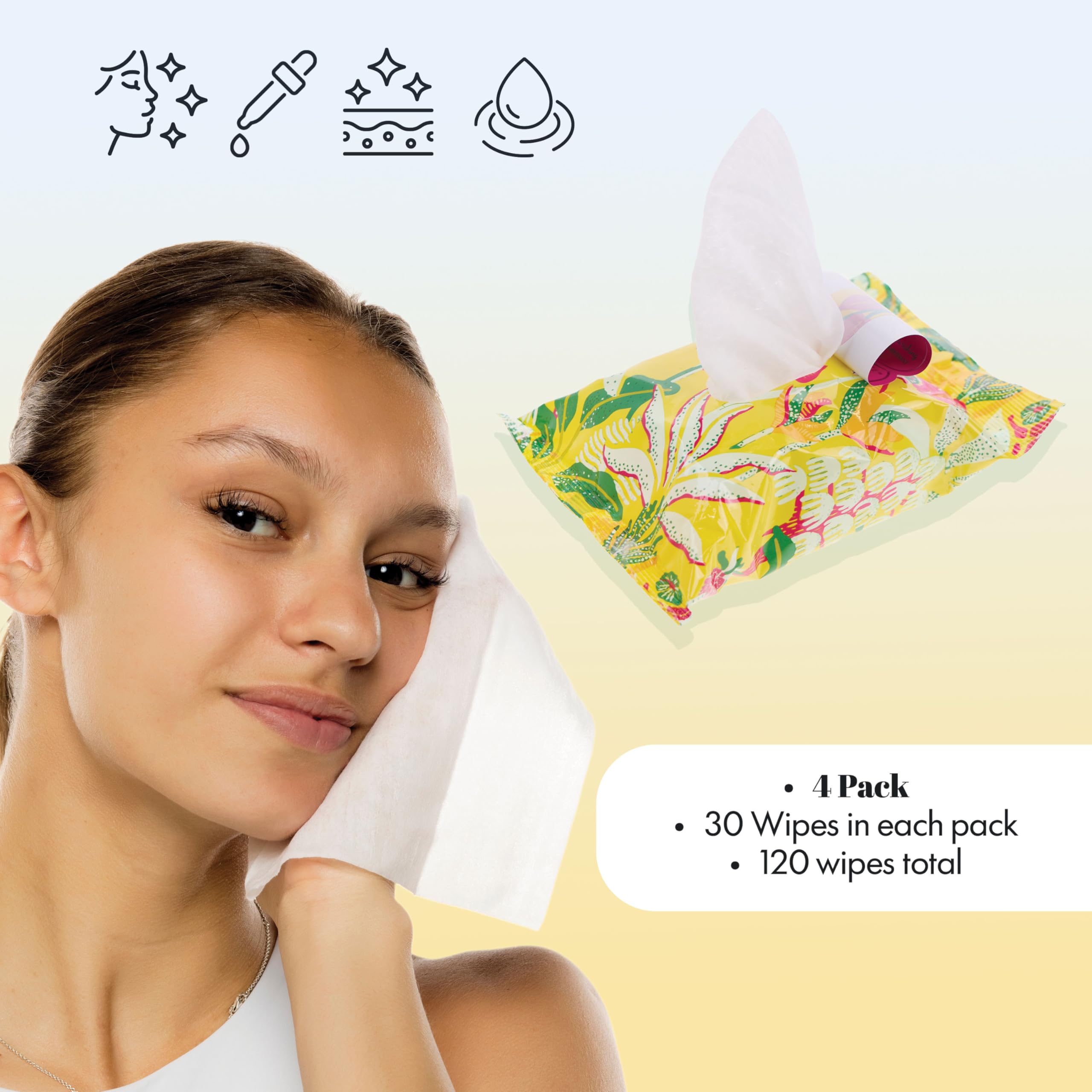 EXPRESSIONS sunflower extract wipes provide protective skin benefits while cleansing