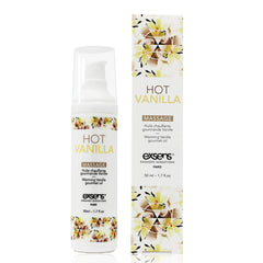 Exsens Hot Vanilla Warming Massage Oil bottle with glow-in-the-dark strip