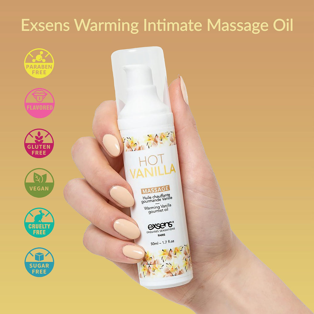 Gel-like warming massage oil texture being applied to skin
