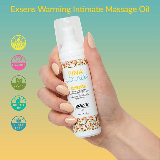 Ingredients and natural formula details for Exsens Warming Massage Oil