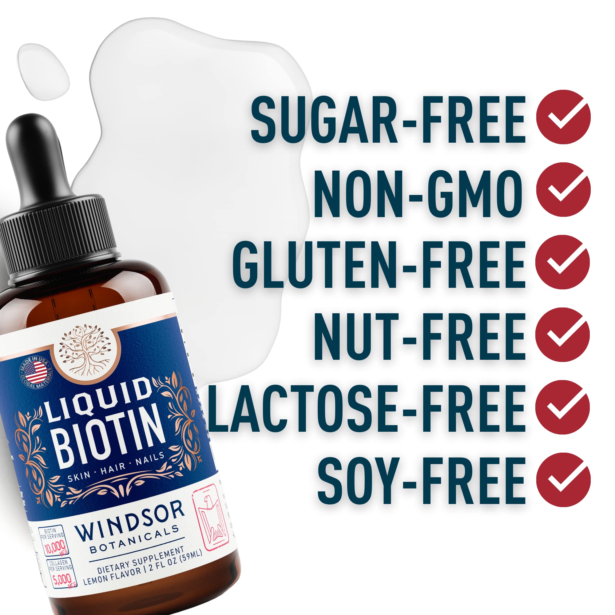 Extra strength biotin liquid drops for hair, skin, and nails