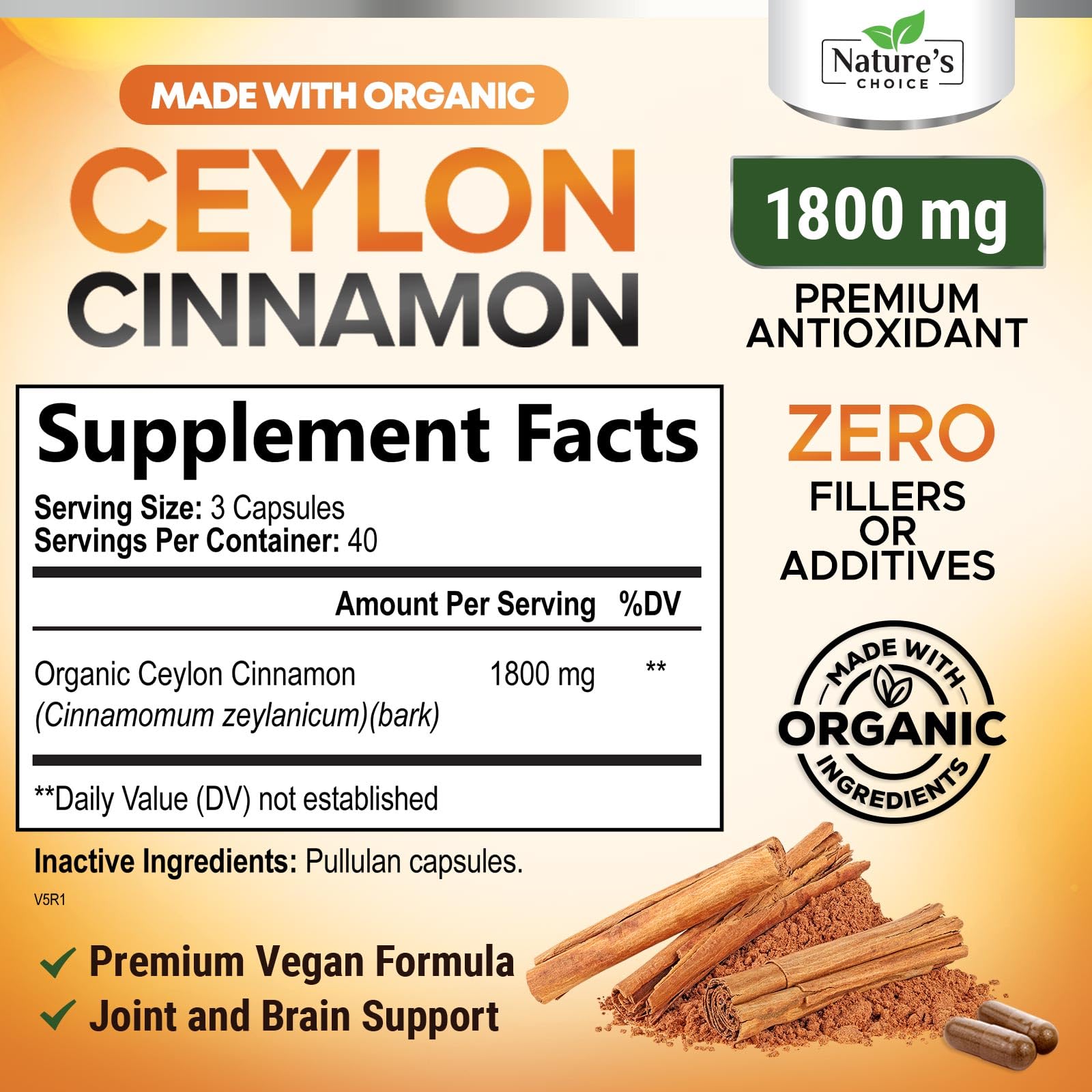 Extra-strength Ceylon Cinnamon Capsules 1800mg