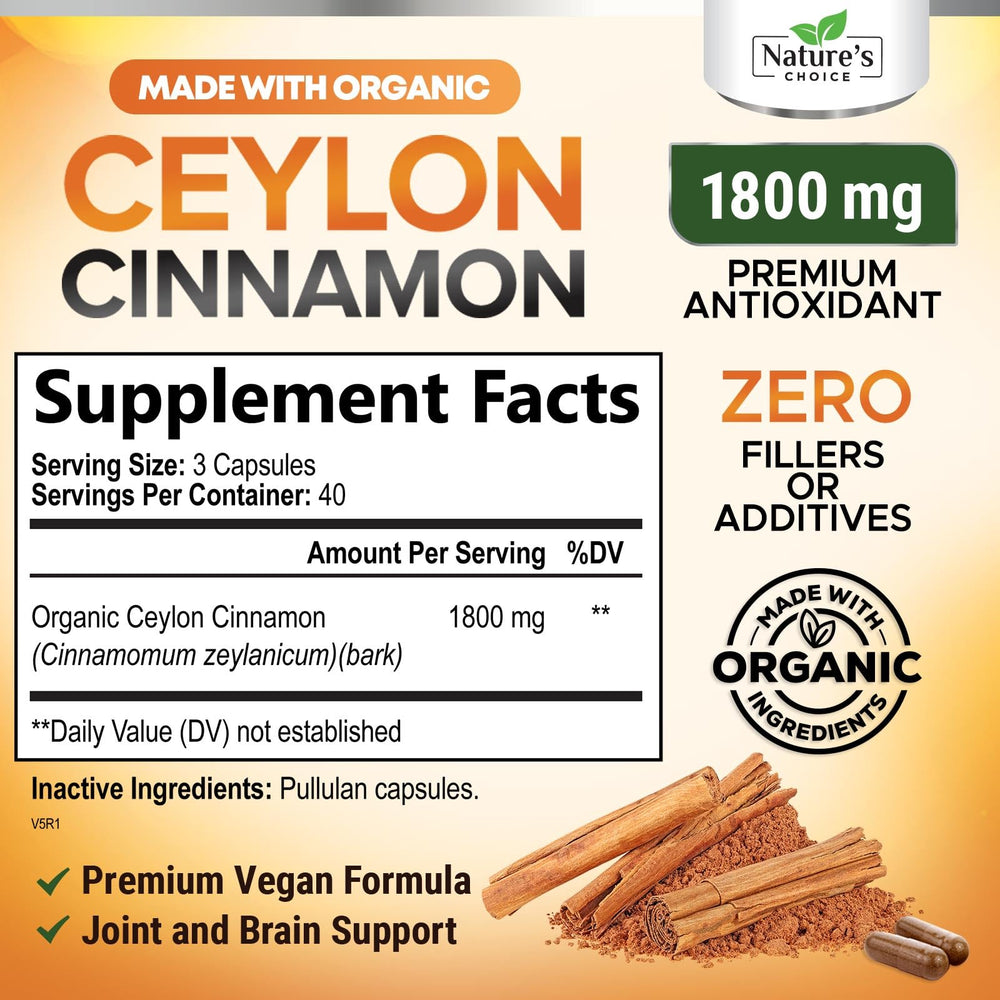 Extra-strength Ceylon Cinnamon Capsules 1800mg