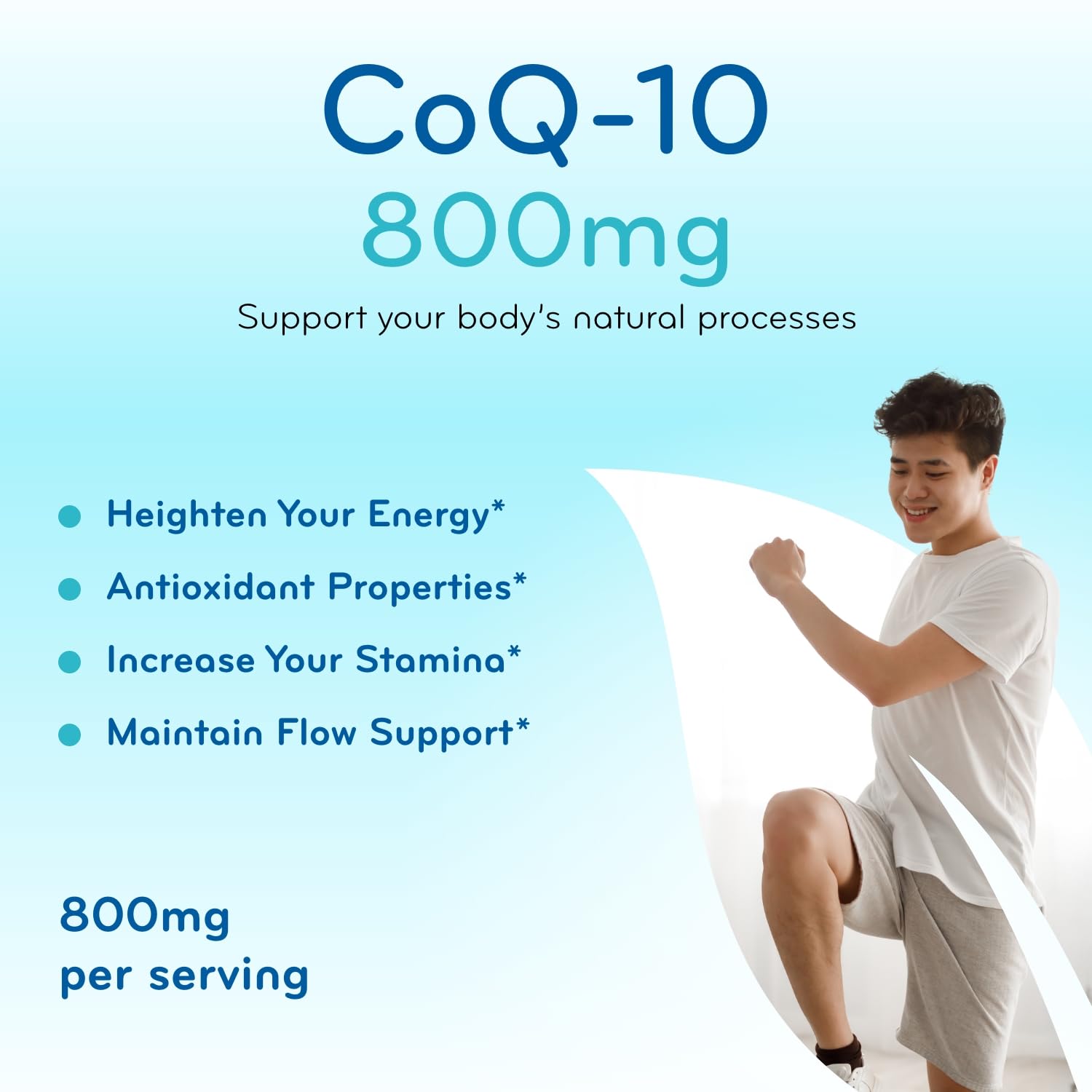 CoQ10 supplement bottle with clear branding