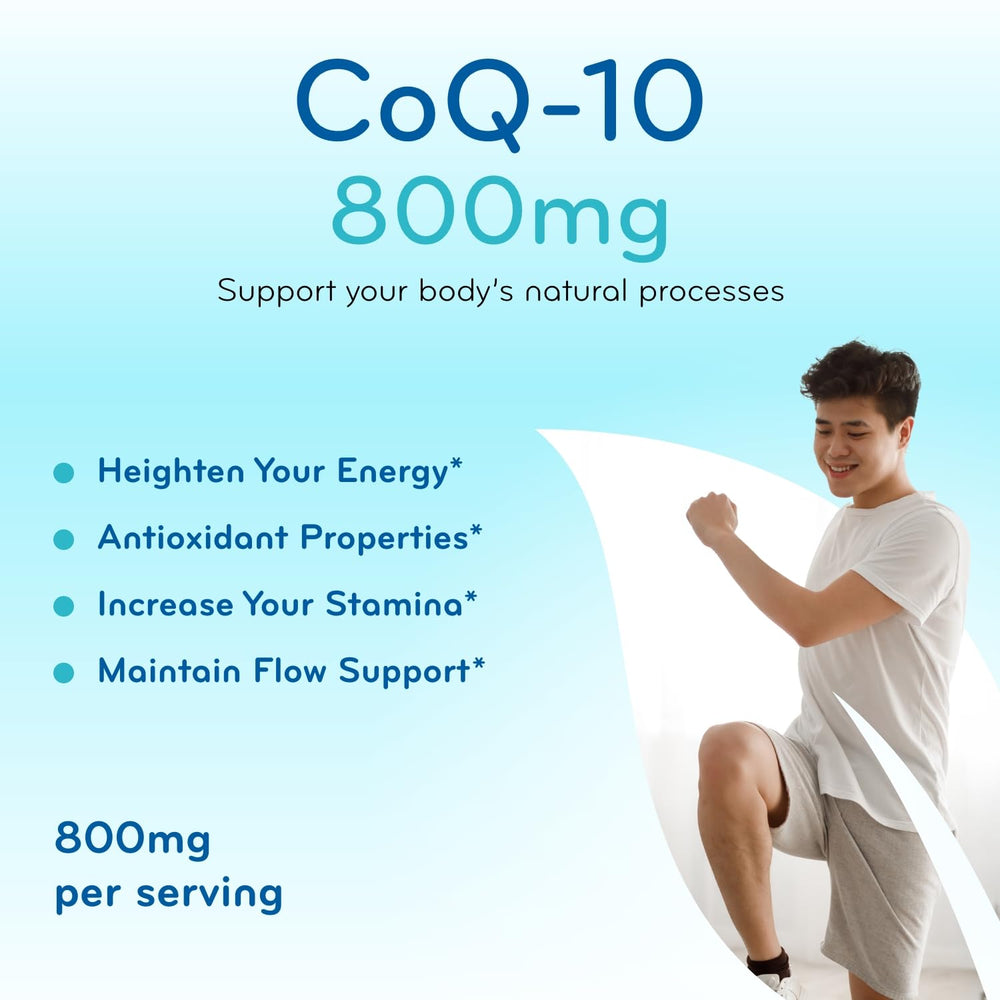 CoQ10 supplement bottle with clear branding