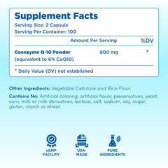 Packaging highlighting 100 servings of CoQ10