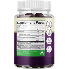 Close-up view of chewable iron gummy vitamins