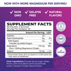 Extra-strength magnesium gummies with 170 mg elemental magnesium per serving