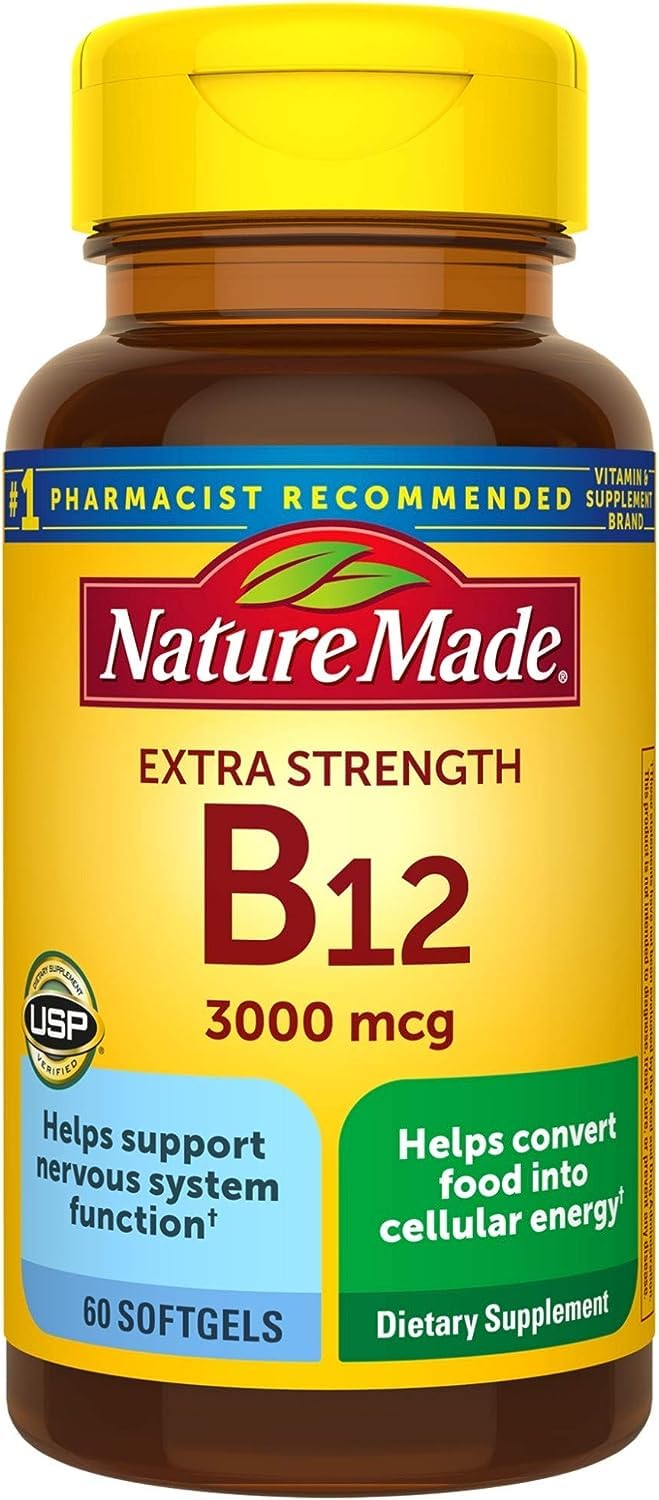 Bottle of Extra Strength Vitamin B12 3000 mcg Softgels, 60-count