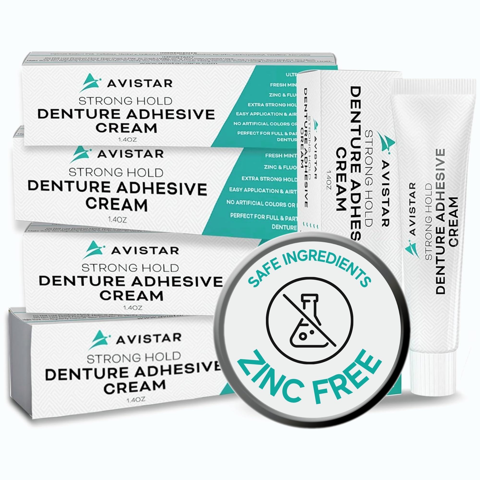 Packaging for Extra Strong Denture Adhesive Cream 5-pack