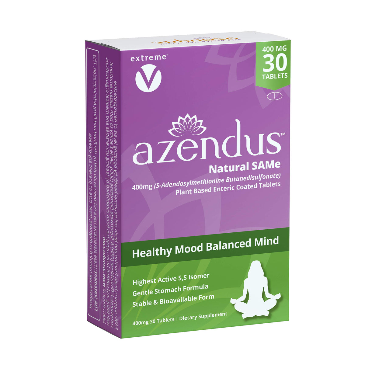 Extreme V Azendus SAM-e 400mg 30-count bottle with enteric coated tablets