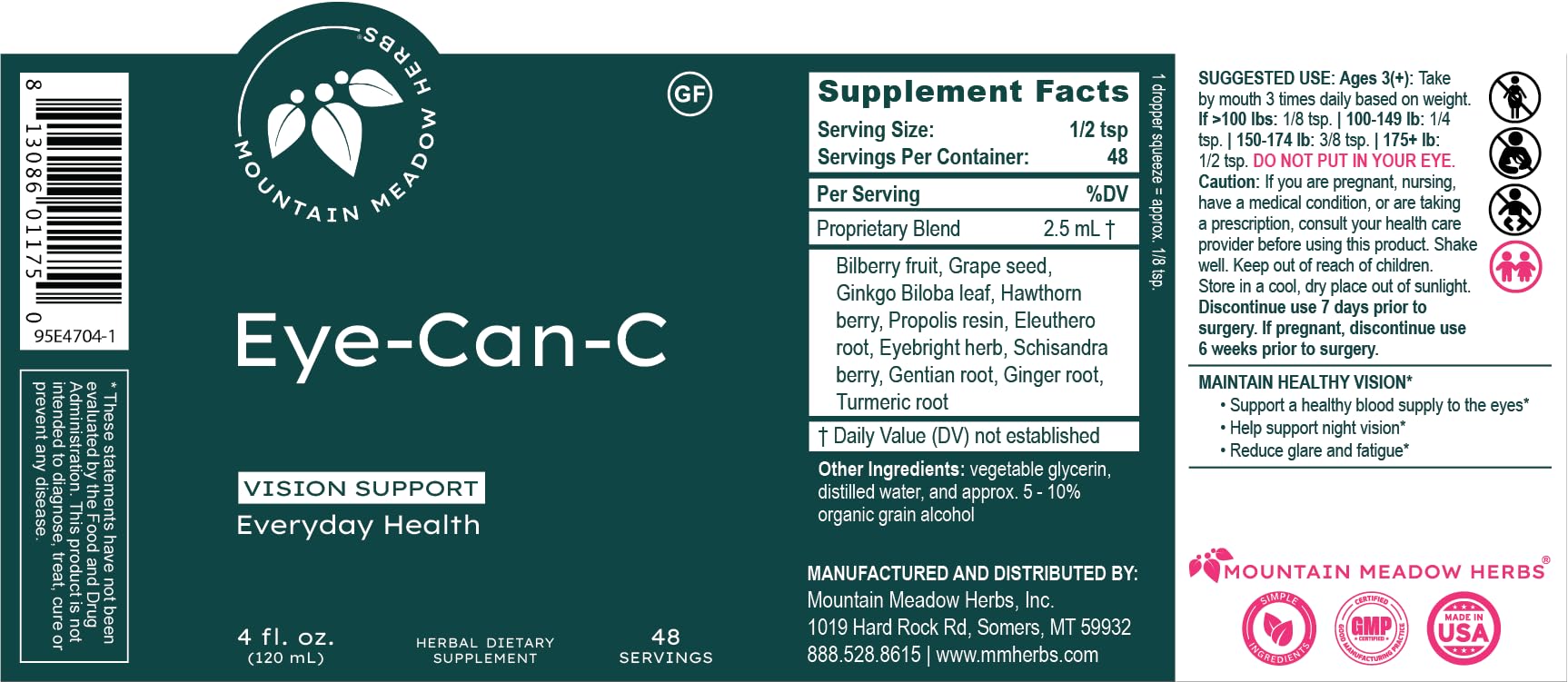 Eye-Can-C benefits infographic highlighting vision, glare reduction, and circulation