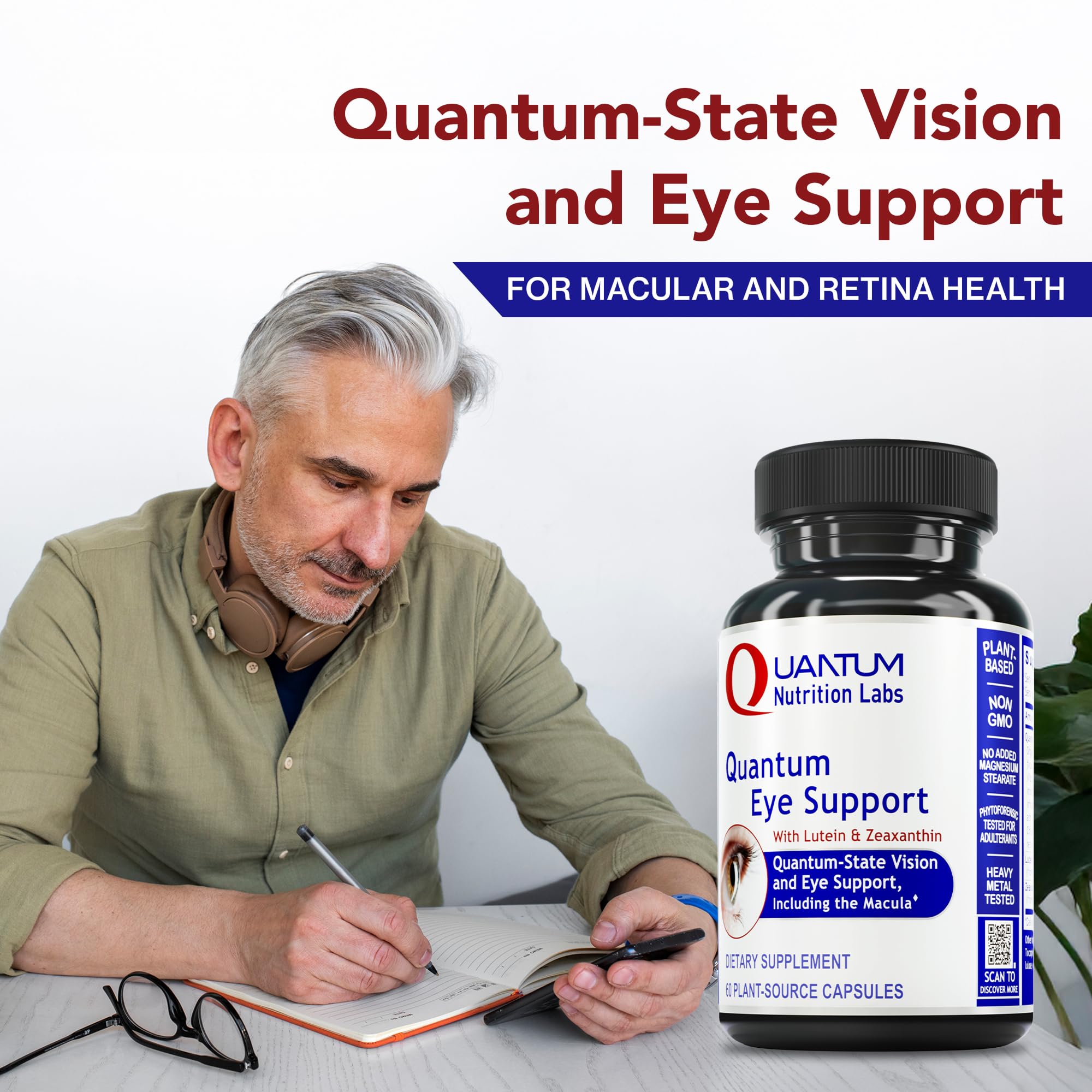 Close-up of eye health capsules containing lutein and zeaxanthin