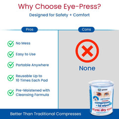 Eye-Press butterfly handle enables easy massage during warm compress.