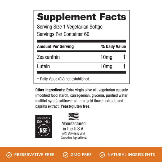 EyePromise Zeaxanthin + Lutein softgels bottle on white background