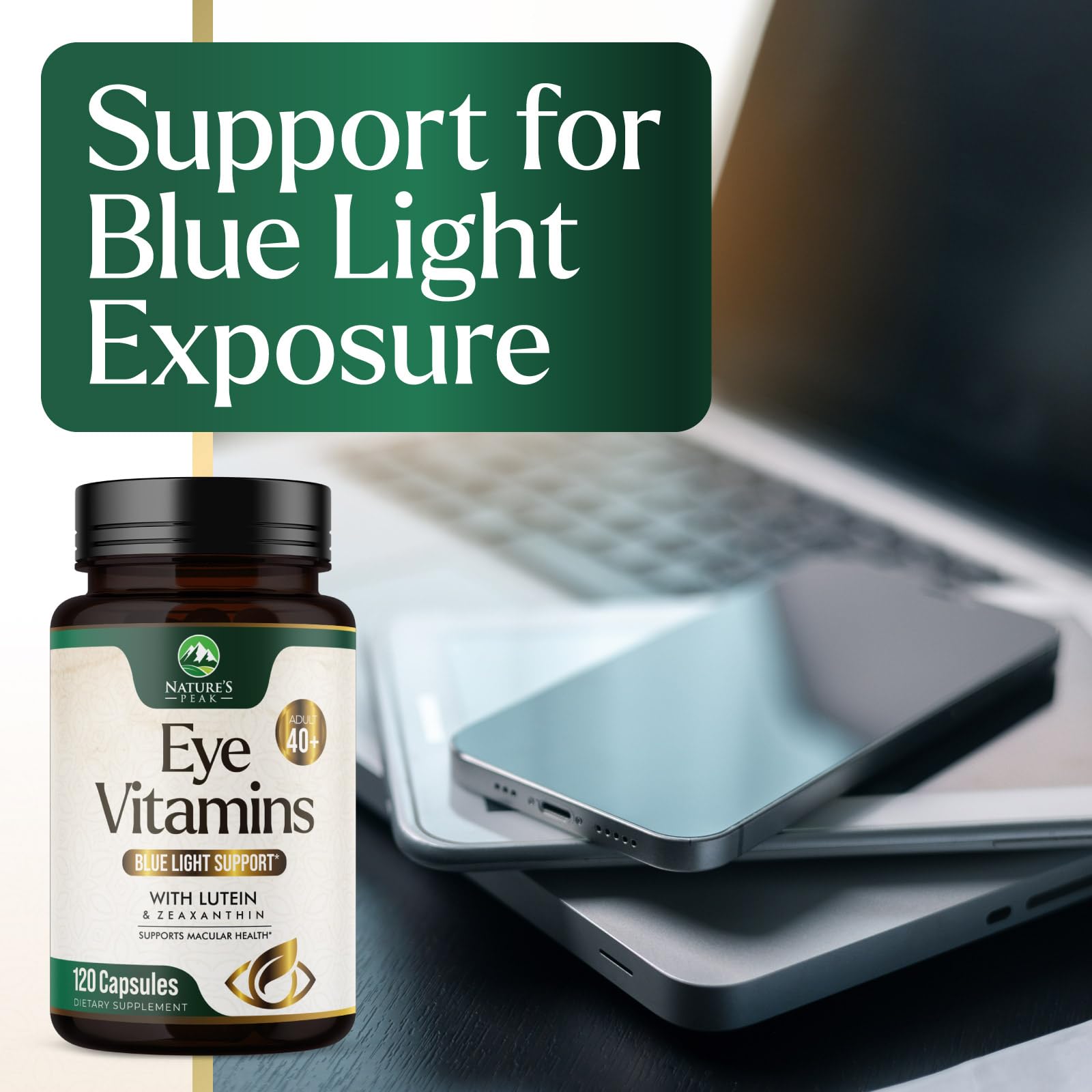 Senior adult taking eye vitamins supplement