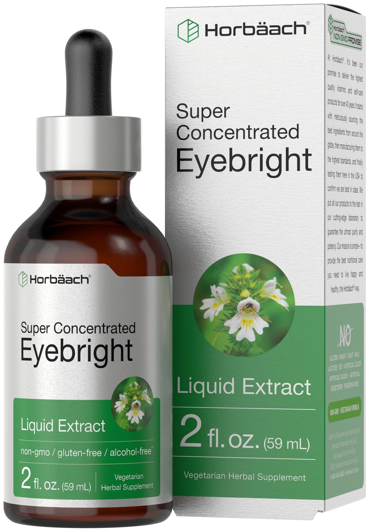 Horbäach Eyebright liquid extract 2 oz bottle, front view
