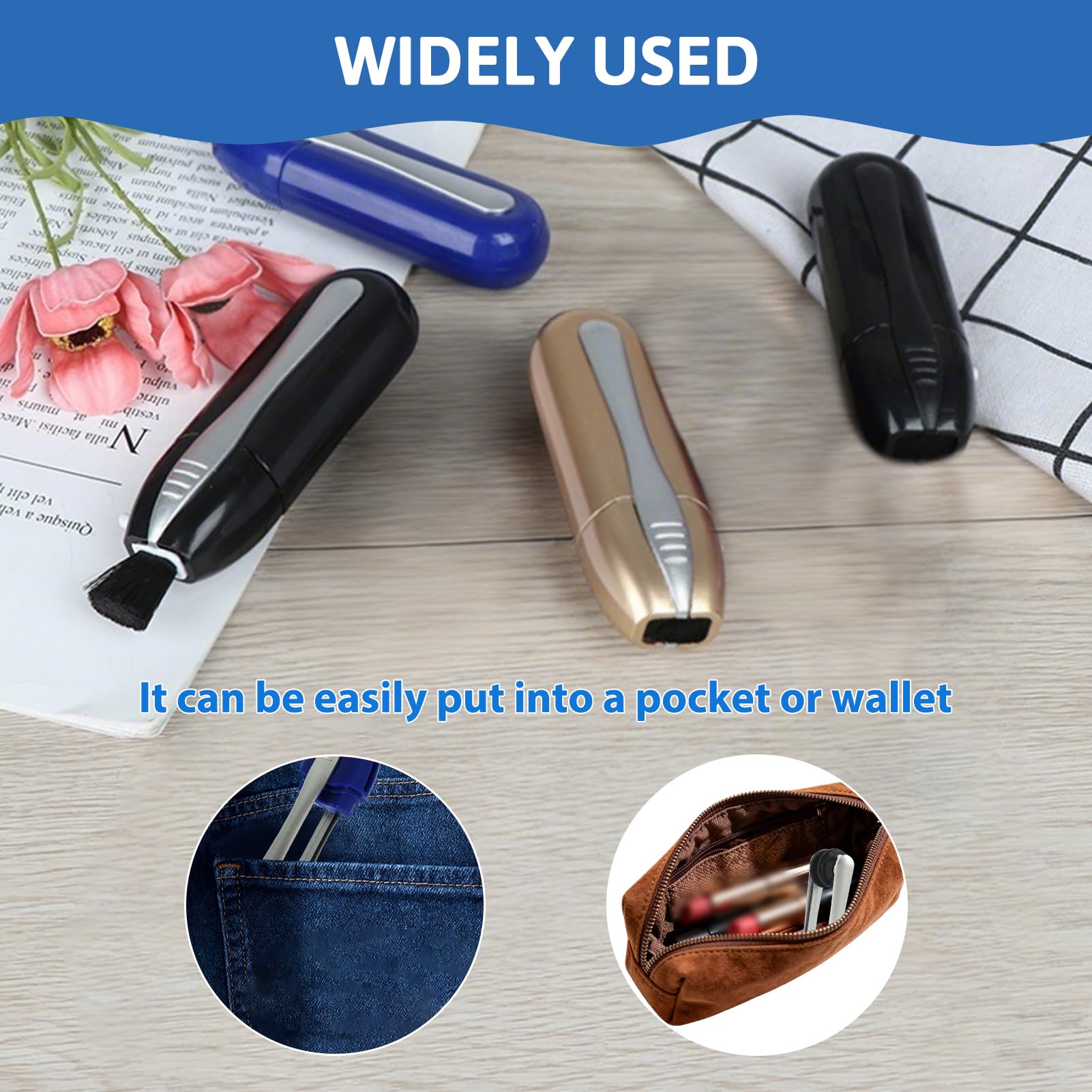 Usage image showing mini brush cleaning lenses before using microfiber pads