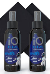 Close-up of the cleaning solution spray bottles