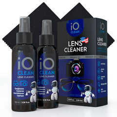 Front view of Eyeglass Lens Cleaner Kit with two 3.38oz bottles