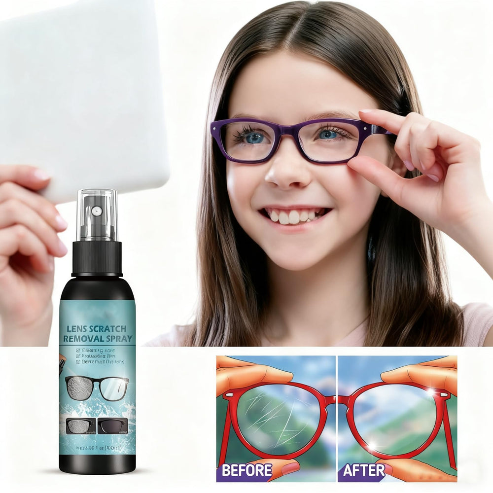 Lens scratch remover applied to eyeglass lens