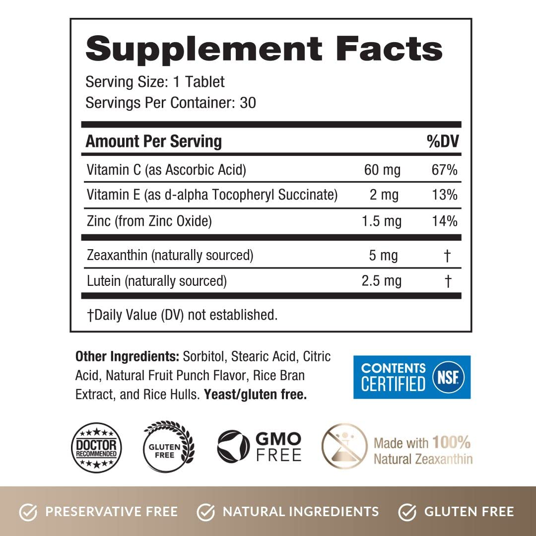 Key ingredients zeaxanthin, lutein and zinc for teens