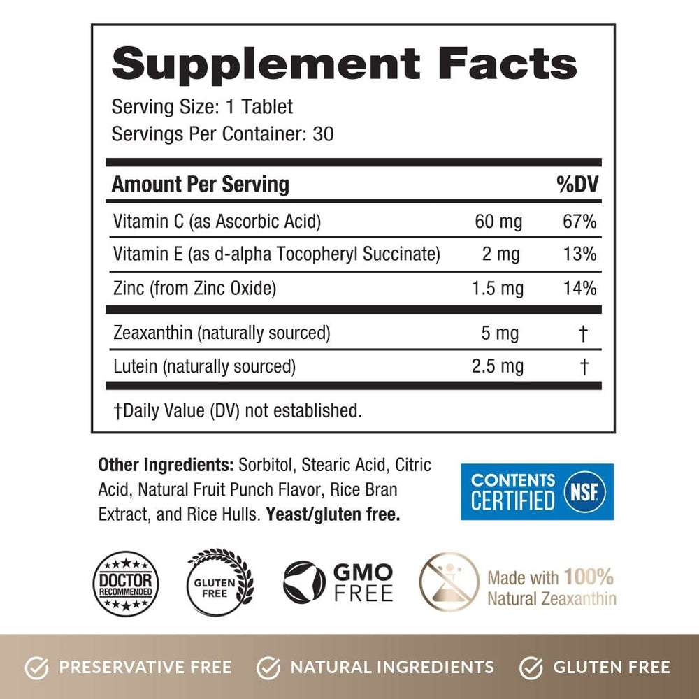 Key ingredients zeaxanthin, lutein and zinc for teens