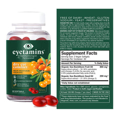eyetamins Sea Buckthorn oil ingredient supports antioxidant rich formula.