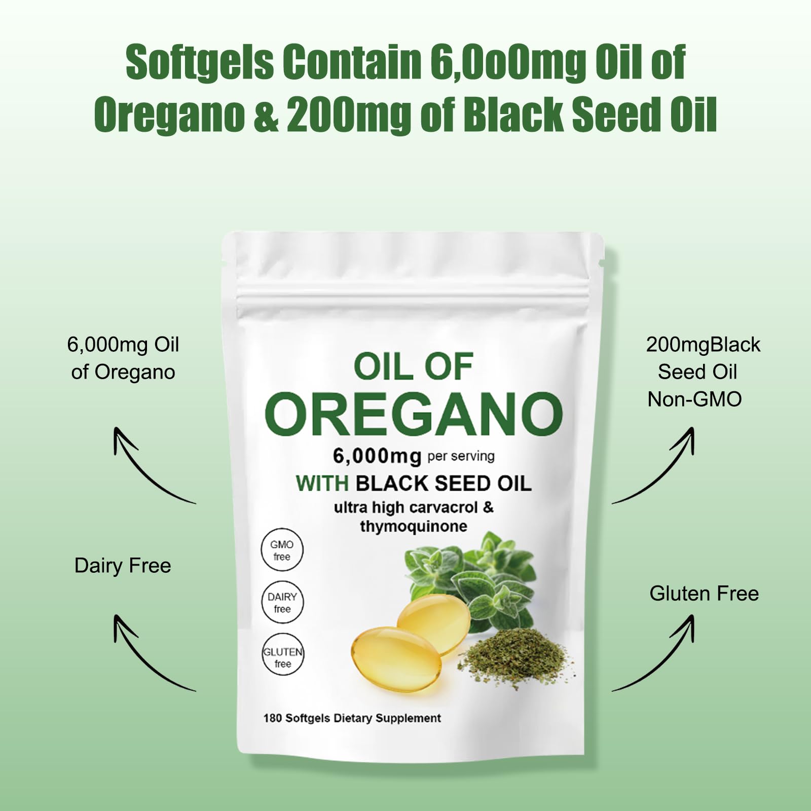 Eyowea 2-in-1 oregano and black seed oil capsules with 200 mg black seed oil