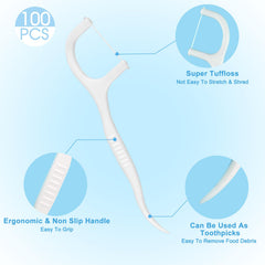 Close-up of individually wrapped dental floss picks