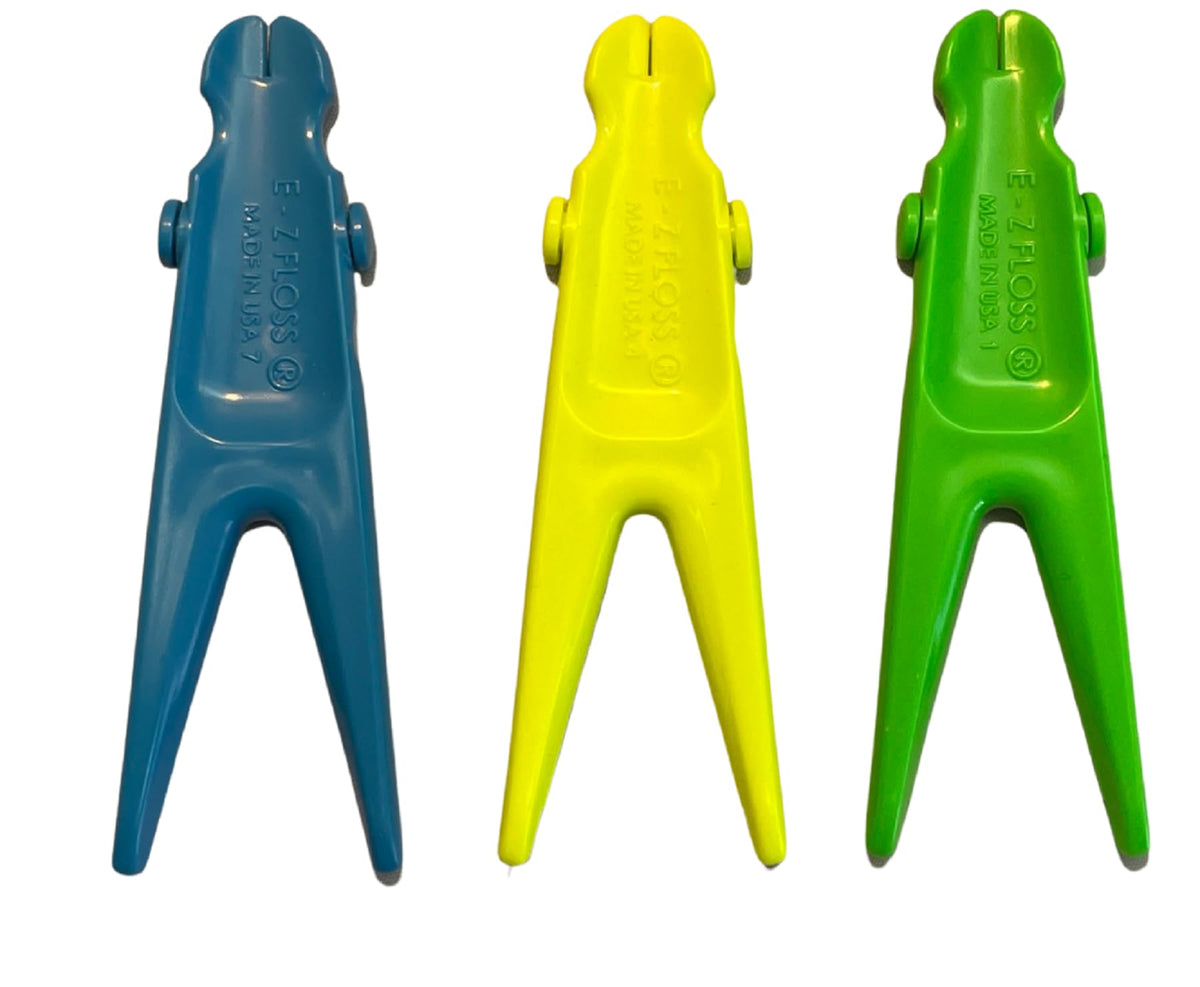 E-Z Floss Holder blue front view