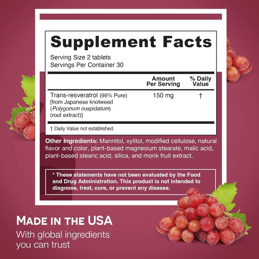 EZ Melts 150 mg sugar-free resveratrol 2-pack packaging shown