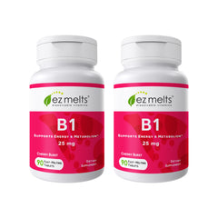 Dissolvable Vitamin B1 25 mg tablet on tongue
