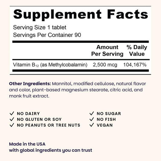Close-up of dissolvable sublingual B12 tablets for quick absorption