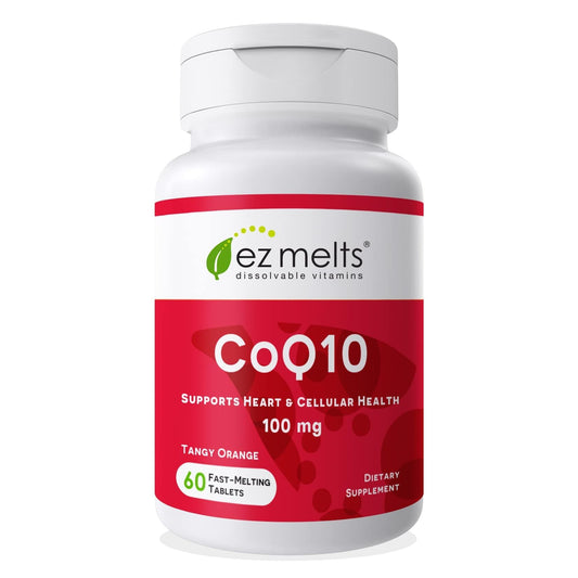 Packaging for EZ Melts CoQ10 100 mg dissolvable tablets
