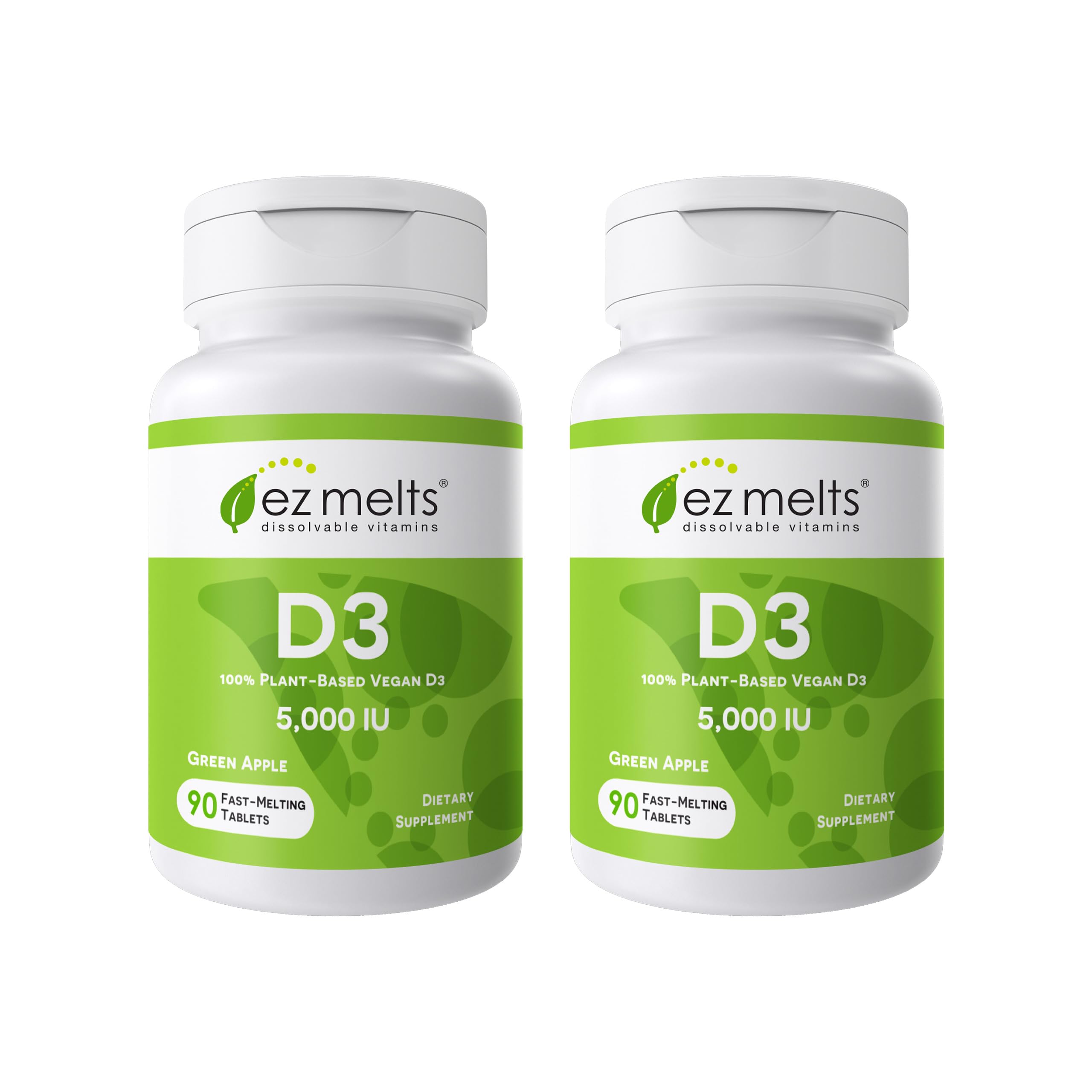 Front view of EZ Melts Vitamin D3 5000 IU dissolvable tablets 2-pack