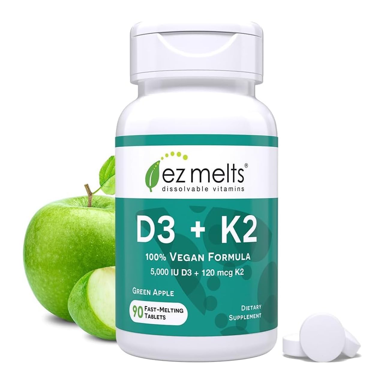 EZ Melts D3 + K2 5000 IU Green Apple flavor hero image