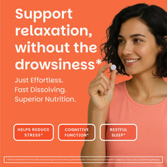 EZ Melts dissolvable L-Theanine 200 mg tablet dissolving on tongue for quick absorption