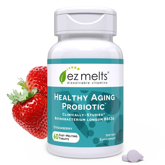 EZ Melts dissolvable probiotic bottle front with BB536 label