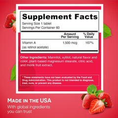 Dissolvable vitamin A 5000 IU with strawberry flavor