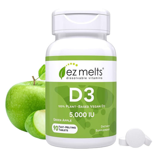 EZ Melts Vitamin D3 5000 IU vegan dissolvable tablet bottle