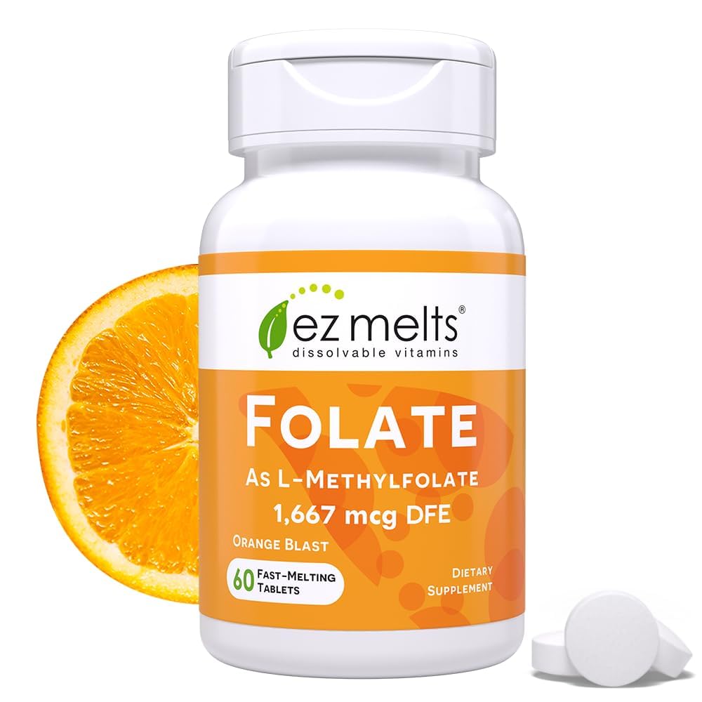 EZ Melts Folate front label showing 1,667 mcg L-methylfolate
