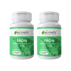 EZ Melts iron 18 mg front view on bottle