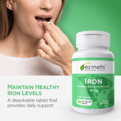 Sugar-free orange flavor label on EZ Melts iron