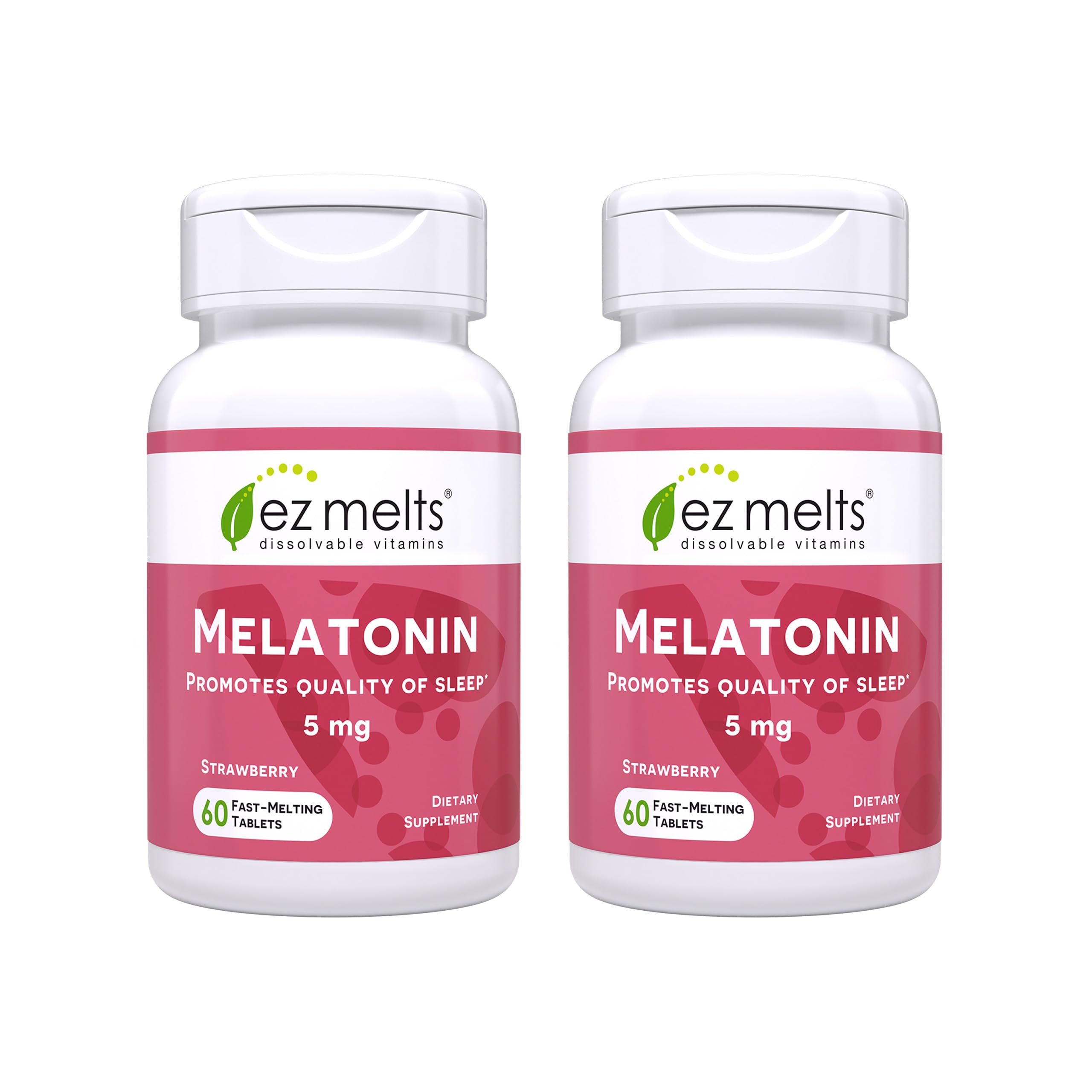 EZ Melts melatonin 5mg strawberry flavor two-pack front view