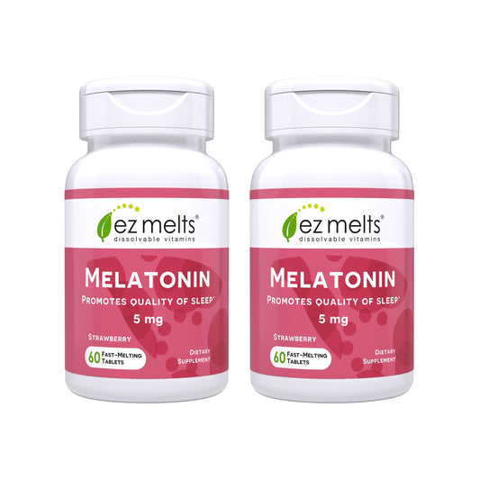 EZ Melts melatonin 5mg strawberry flavor two-pack front view
