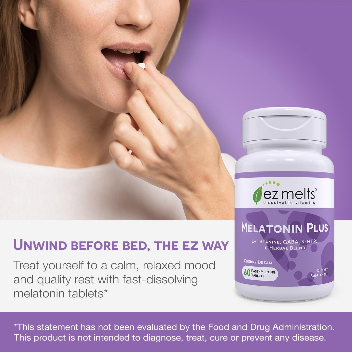 Cherry Dream flavored melatonin dissolvable tablets