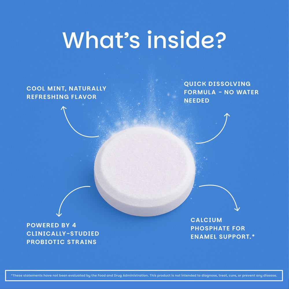 Close-up of EZ Melts dissolving tablets in the mouth