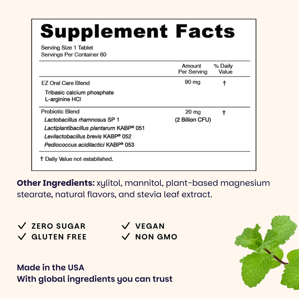 Graphic showing four probiotic strains in EZ Melts formula