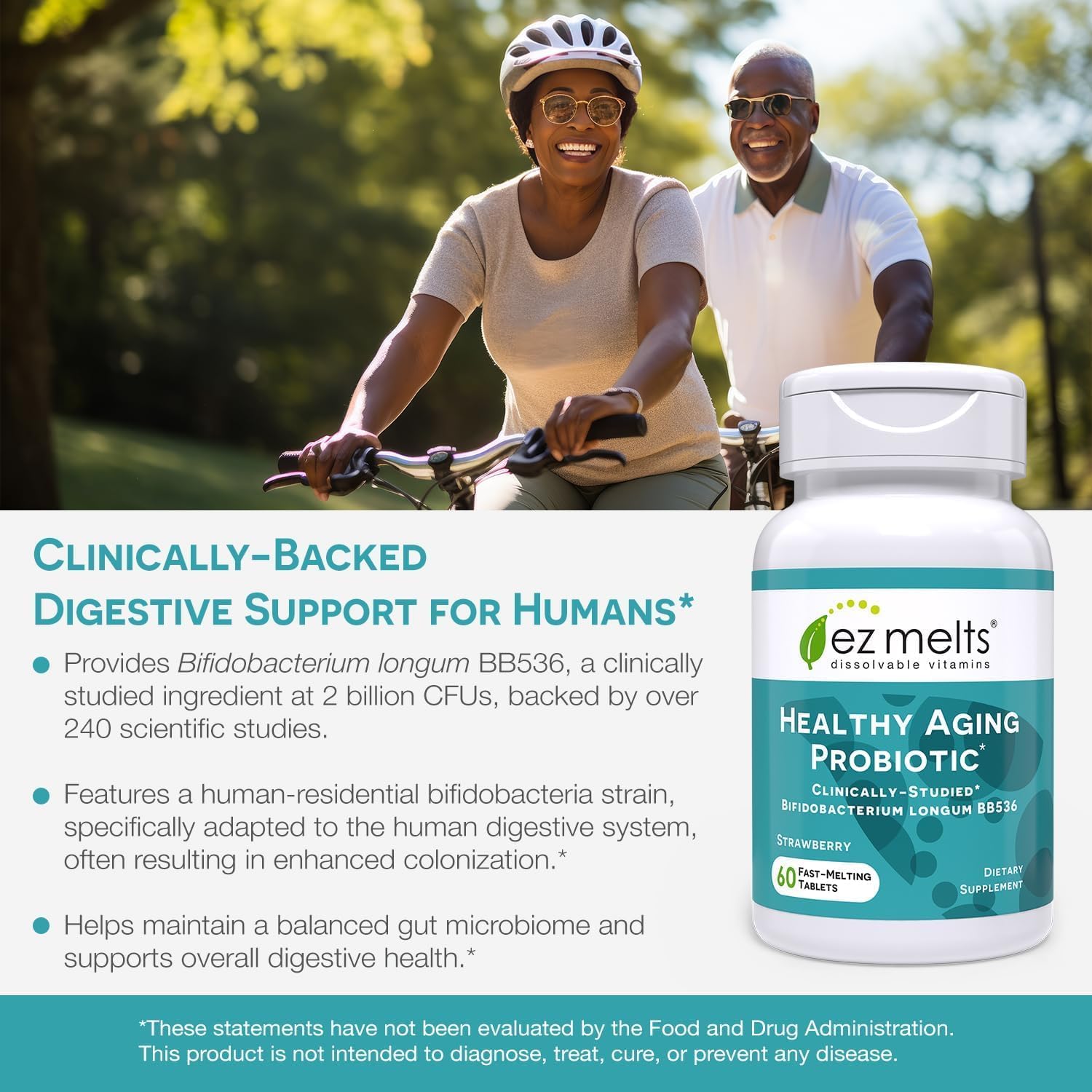 Strawberry-flavored EZ Melts probiotic tablets
